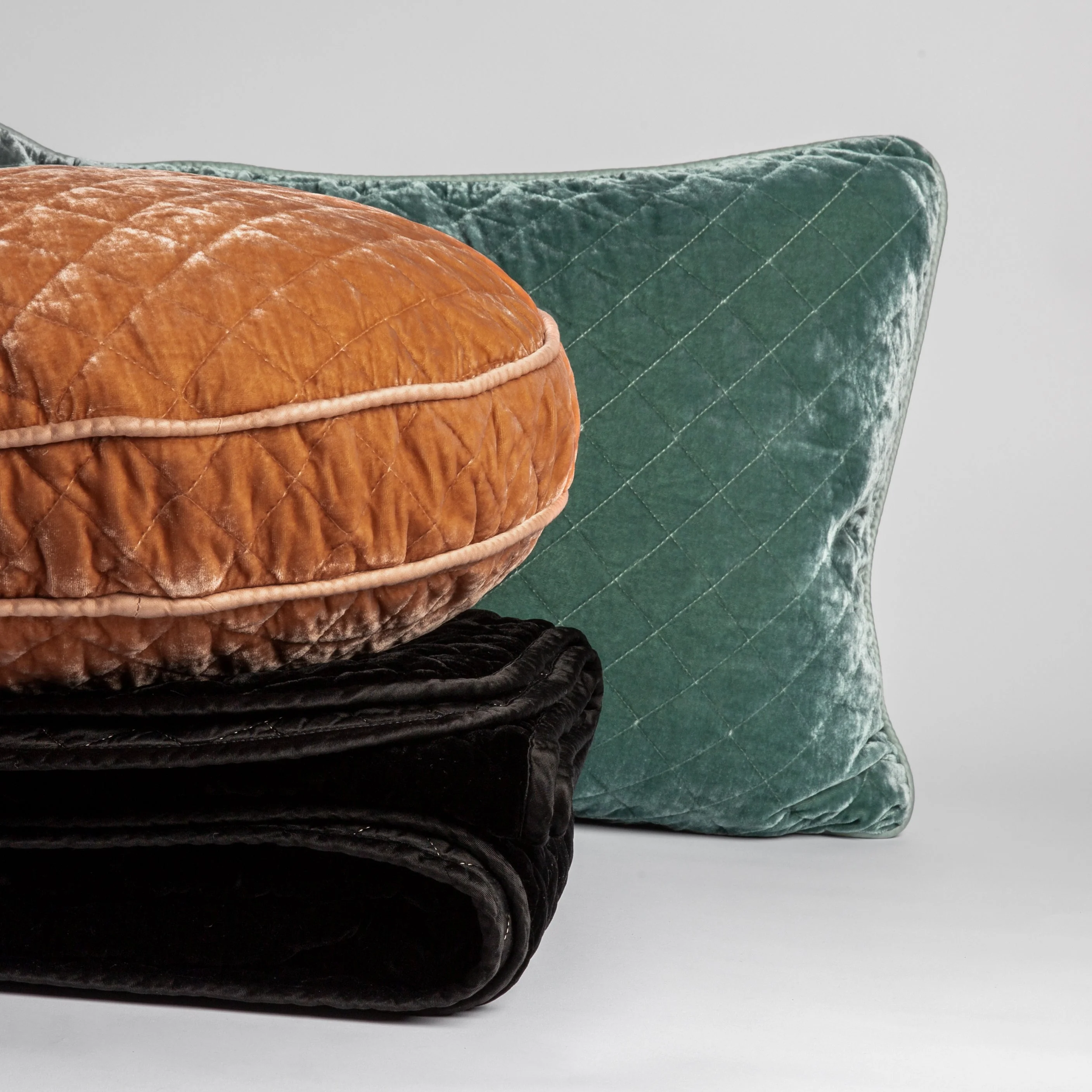 Silk Velvet Quilted Throw Pillow - Image 4